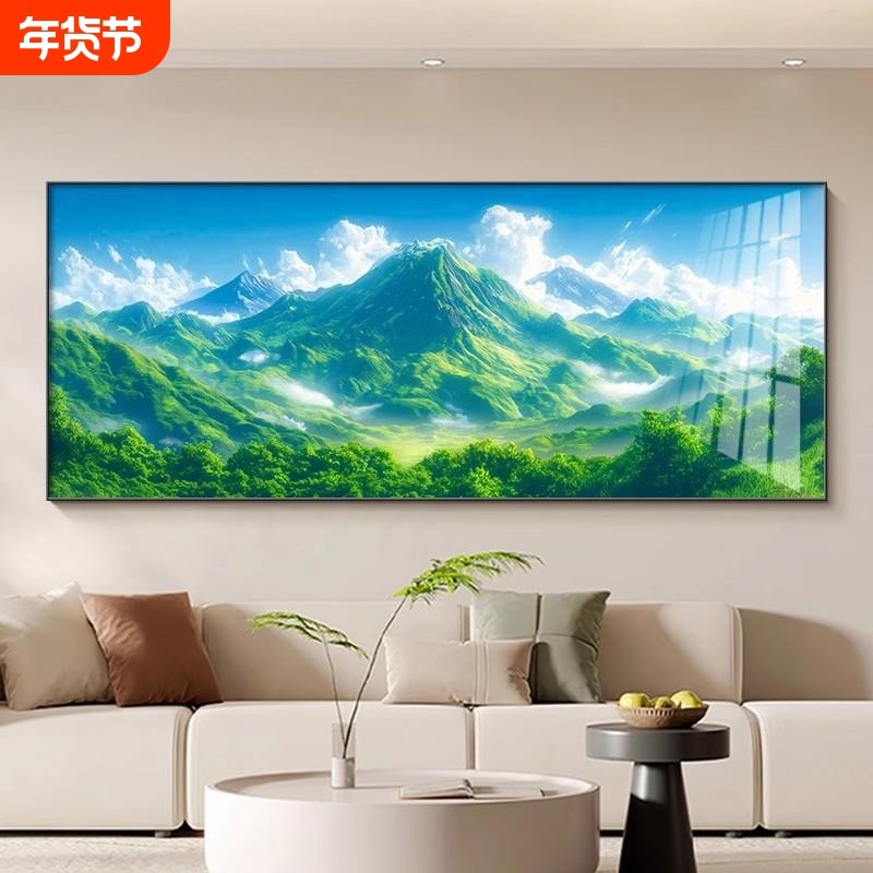 青山图客厅装饰画背有靠山沙发背景墙壁有山无水贴画风景自粘卧室