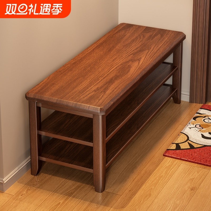 全实木换鞋凳家用门口入户可坐鞋柜坐凳一体进门鞋架免安装穿鞋凳