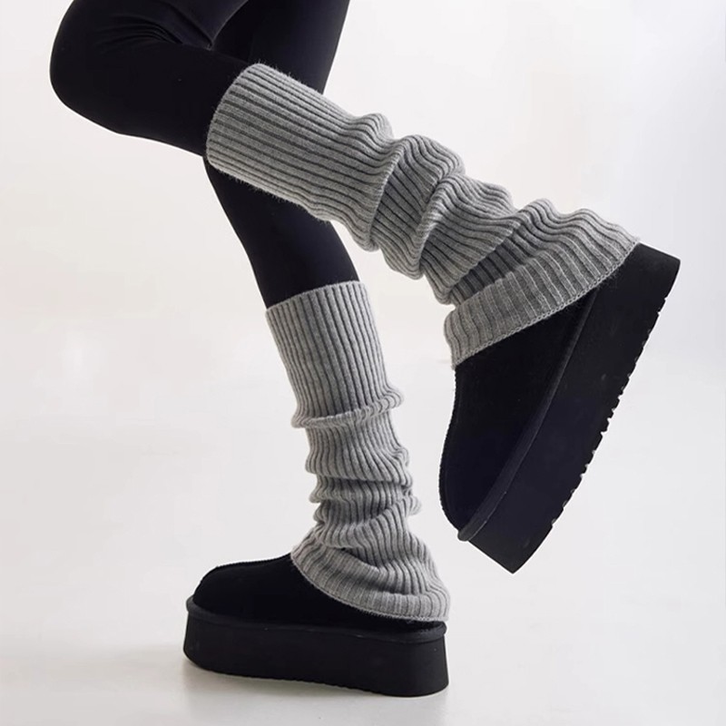 袜套堆堆袜子女2025新款爆款秋冬季加厚保暖羊毛长袜配雪地靴灰色