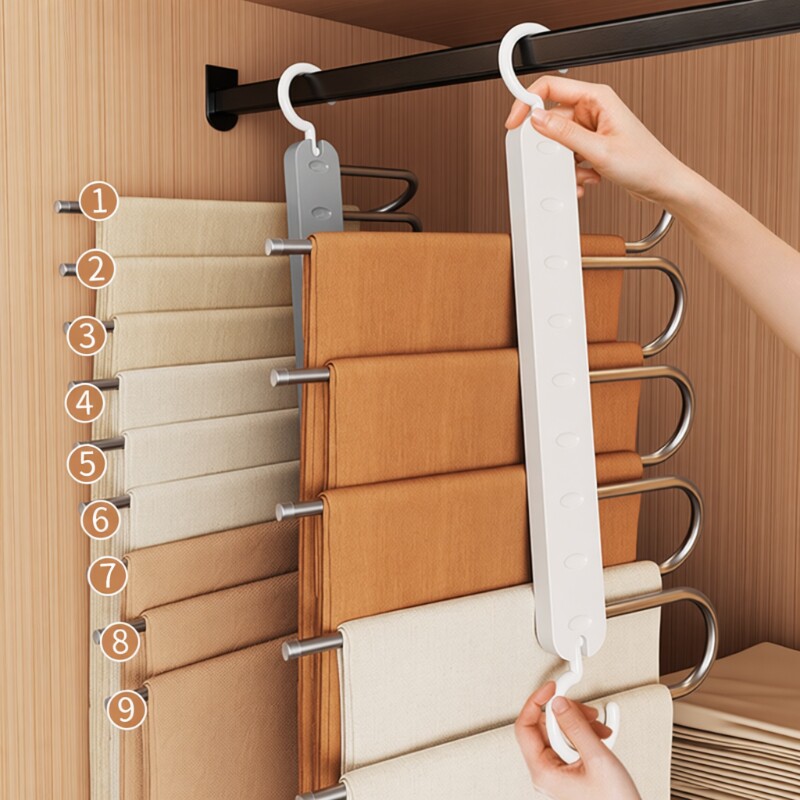 折叠裤架家用裤夹衣架专用多层多功能裤挂架无痕防滑裤子收纳神器