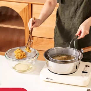 加深304不锈钢漏勺细网油格厨房油炸过滤网筛煮面沥水篮实用方便