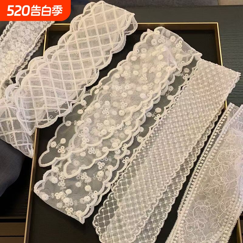 蕾丝颈带丝巾韩国ins白色蕾带女春季高级感气质长条百搭围巾装饰