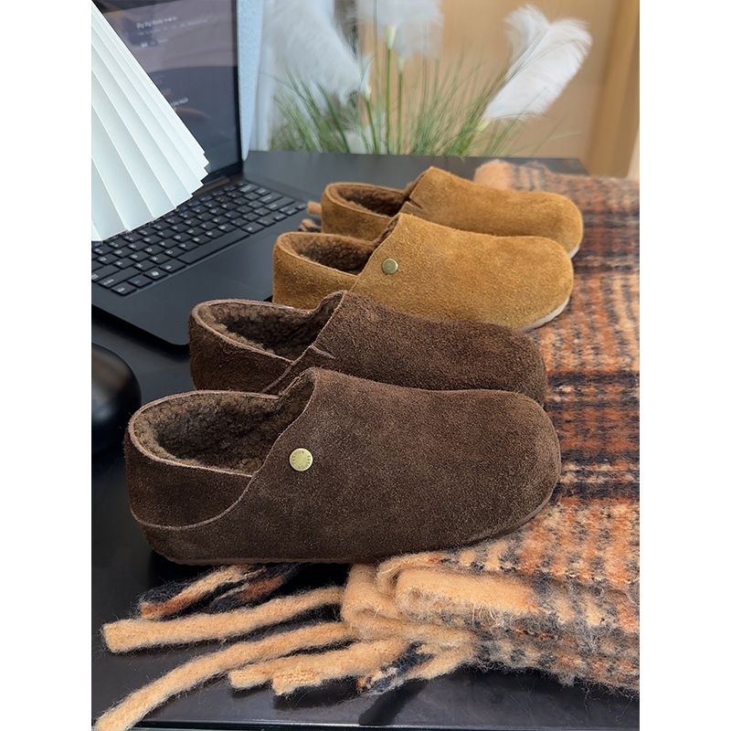 全包两穿小土豆懒人勃肯鞋冬季加绒加厚2025新款软底软面勃肯棉鞋