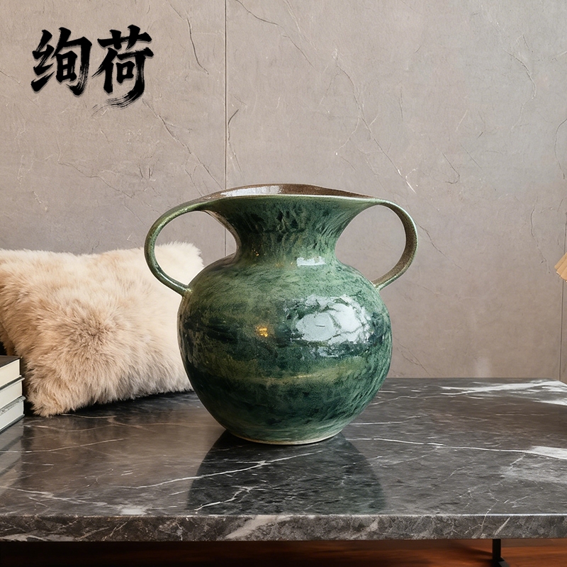 绚荷现代简约双耳陶瓷花瓶景德镇