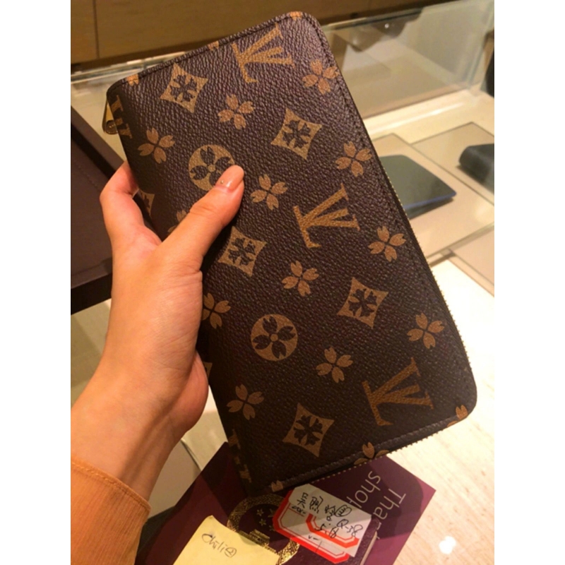 爱马男仕新款真皮男士商务钱夹包大牌印花拉链钱包女士手拿包