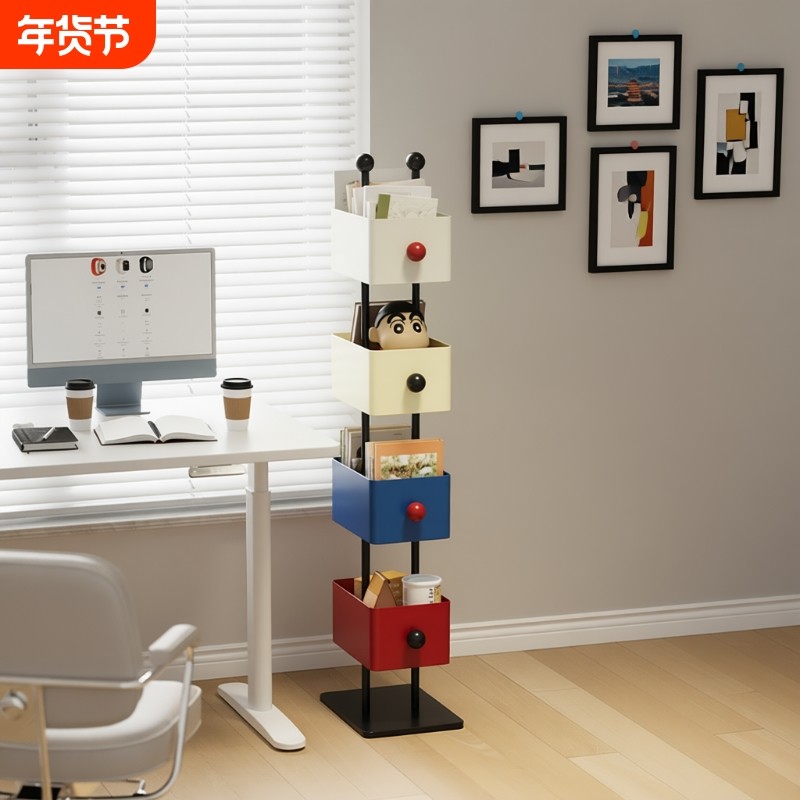 书架置物架客厅铁艺书柜儿童转角储物柜收纳展示柜隐形柜厨房多层