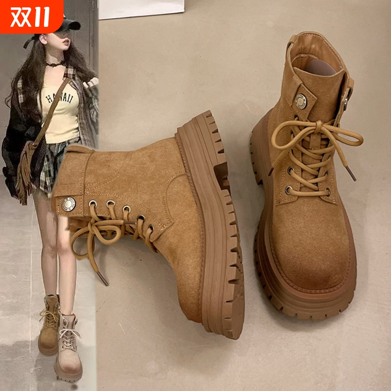 登山鞋女防滑户外工装短靴沙漠靴子爬山短筒马丁靴西部牛仔大黄靴