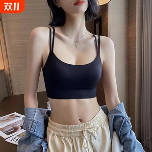 无痕薄款 美背抹胸防走光吊带背心一体免穿文胸外穿 运动内衣女夏季