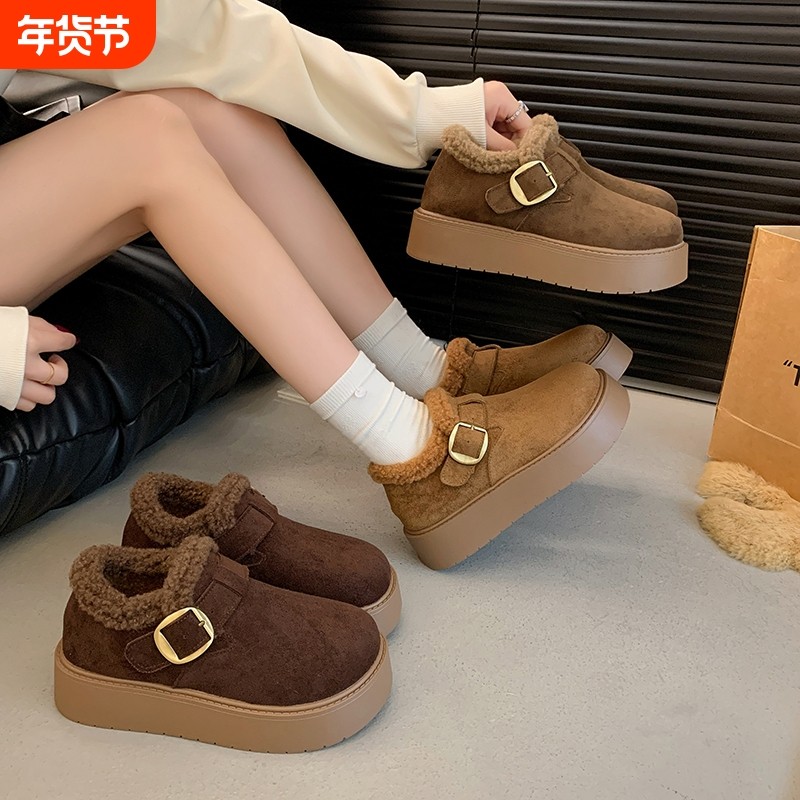 松糕厚底4厘米增高毛圈加绒保暖博肯鞋女2025冬季爆款一脚蹬棉鞋,女鞋,勃肯鞋/软木鞋,淘宝优惠券,粉丝福利购,淘宝优惠卷
