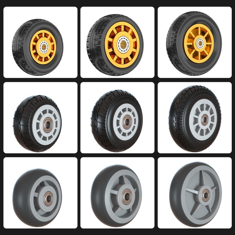 万向轮推车拖车轮子345寸橡胶轮板车小推车静音脚轮滑轮承重重型