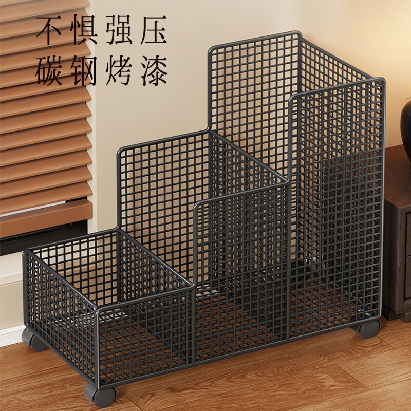 健身器材收纳筐家用带轮移动推车置物架瑜伽垫羽毛球网球收纳神器