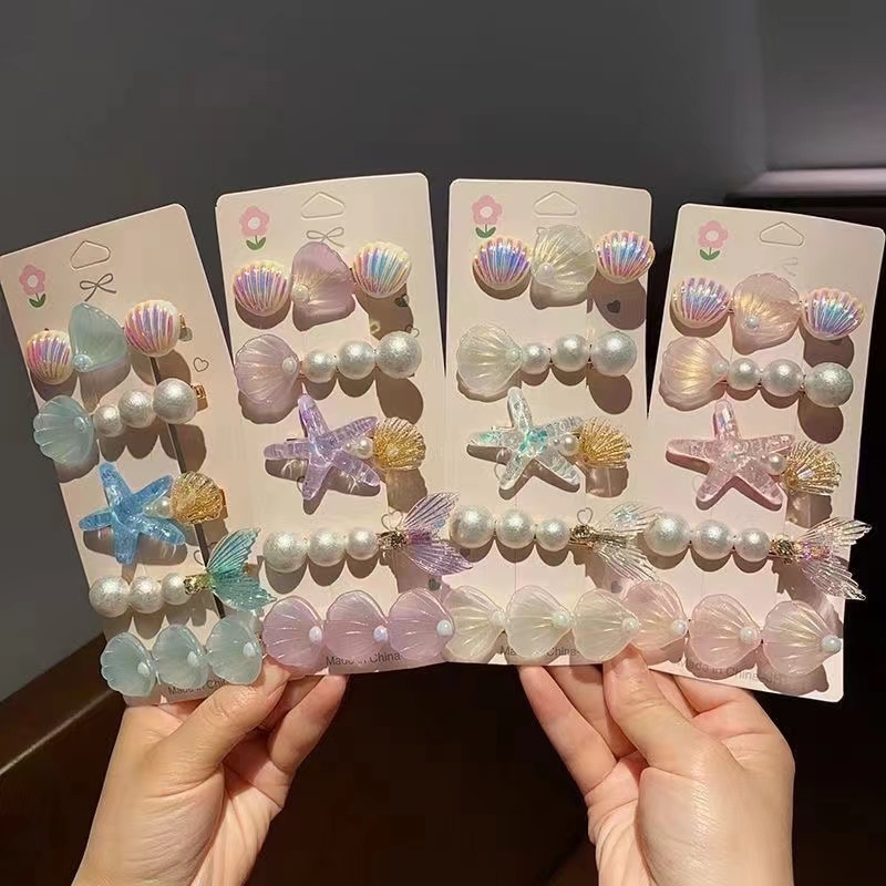 海洋系列套装发卡贝壳发夹海边套装儿童海星珍珠刘海侧边夹子可爱