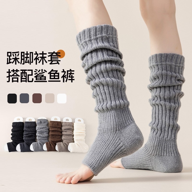 灰色袜套堆堆袜子女春秋冬季配鲨鱼裤小皮鞋针织y2k日系小腿腿套