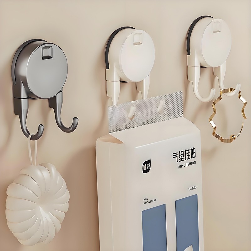 吸盘双挂钩悬挂式免打孔强力纸巾粘钩抽纸厨房卫生间挂架承重浴室
