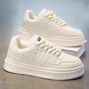 2026男鞋春季高级感百搭低帮休闲板鞋男士运动厚底增高皮面小白鞋