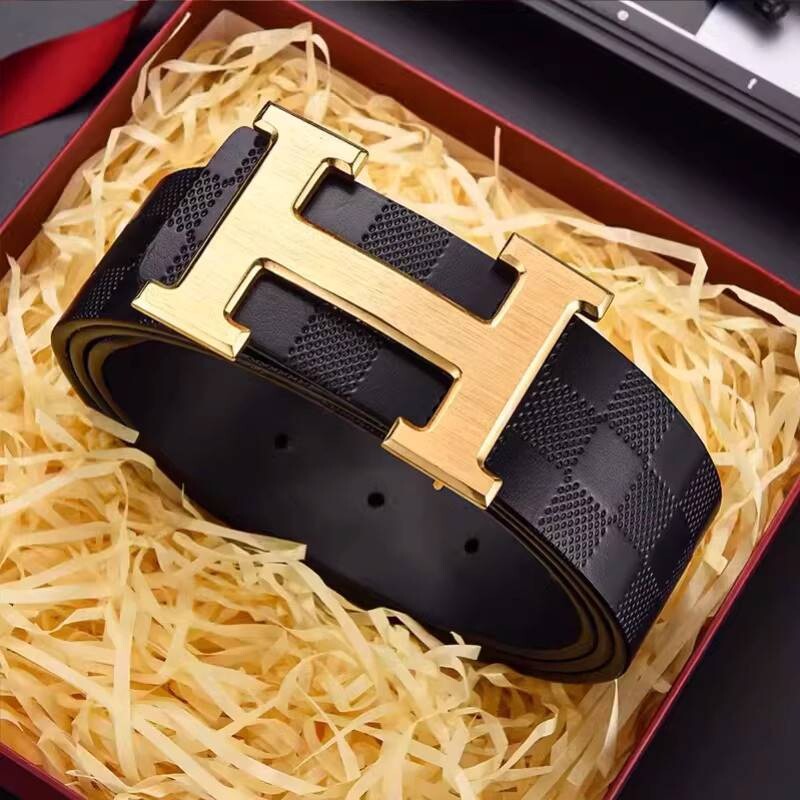 爱马男仕皮带男新款真皮高档品牌轻奢平滑扣送礼礼盒装商务休闲裤