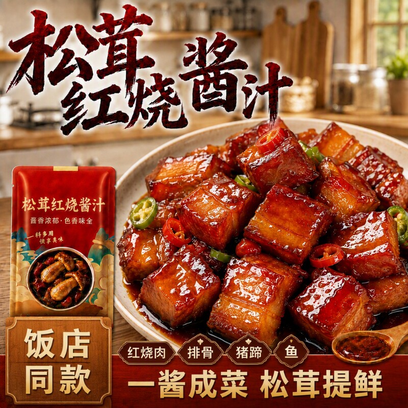 松茸红烧酱汁官方炖肉排骨黑猪肋排调料包旗舰店家用商用0添加
