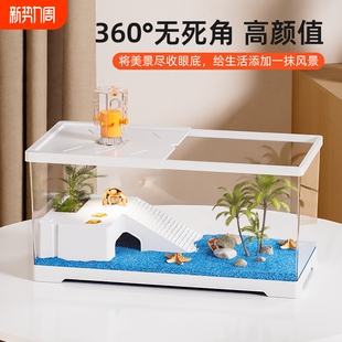 寄居蟹乌龟饲养缸别墅螃蟹生态缸相手蟹专用缸带爬台躲避造景客厅