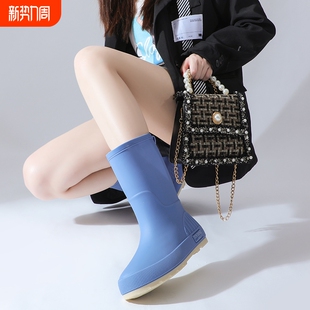 成人防水鞋 高档时尚 外穿可爱防滑防水厨房胶鞋 女中筒2024新款 雨鞋