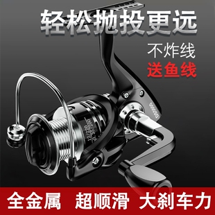 远投路亚纺车轮全金属鱼轮摇臂渔轮专用抛竿鱼线海杆海钓线杯轮盘