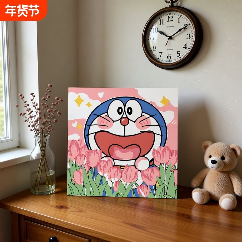 哆啦a梦2025数字油画填充丙烯油彩画手工填色手绘颜料礼物绘画