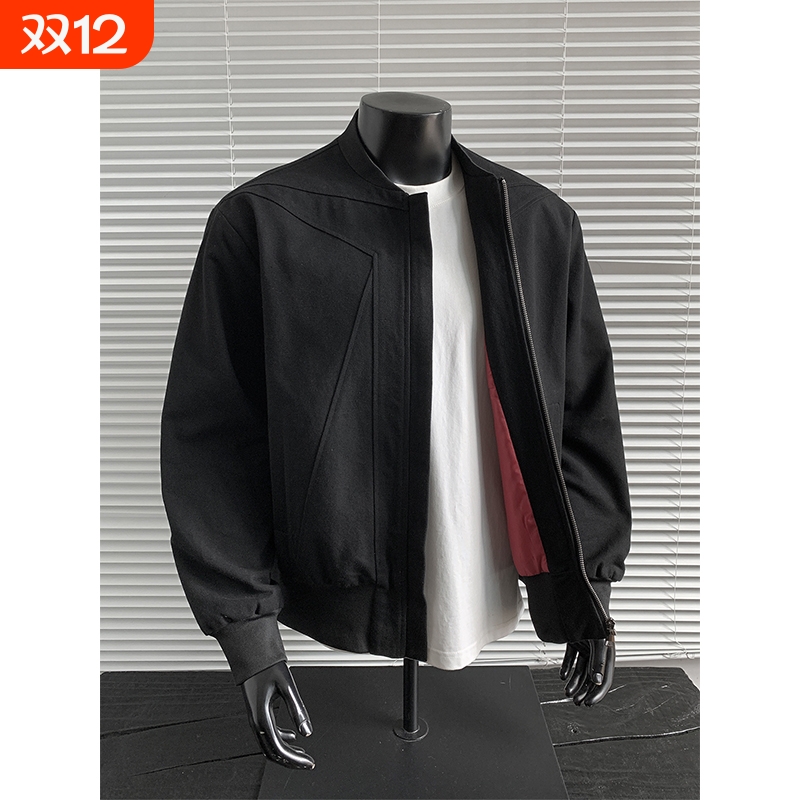 美式外套棒球领飞行员夹克男高街解构工装宽松秋季上衣休闲内里