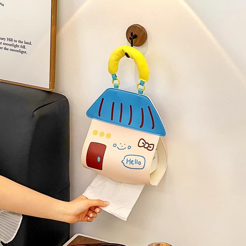 可爱壁挂式纸巾盒客厅纸巾套卫生间抽纸卷纸挂袋悬挂式厕纸抽纸盒
