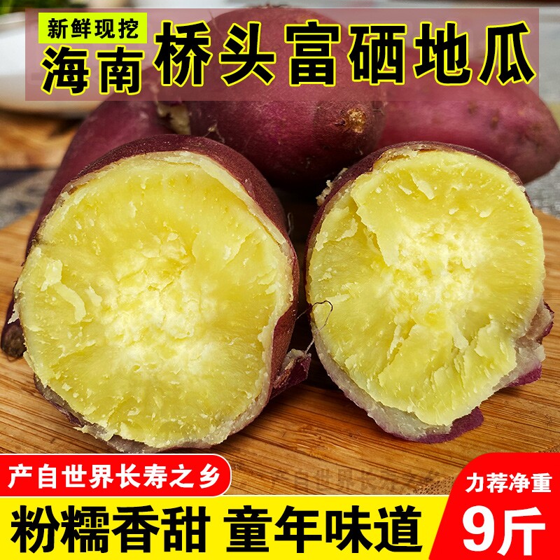 海南澄迈富硒地瓜新鲜黄心红薯9斤现挖板栗红薯沙地番薯农家自种