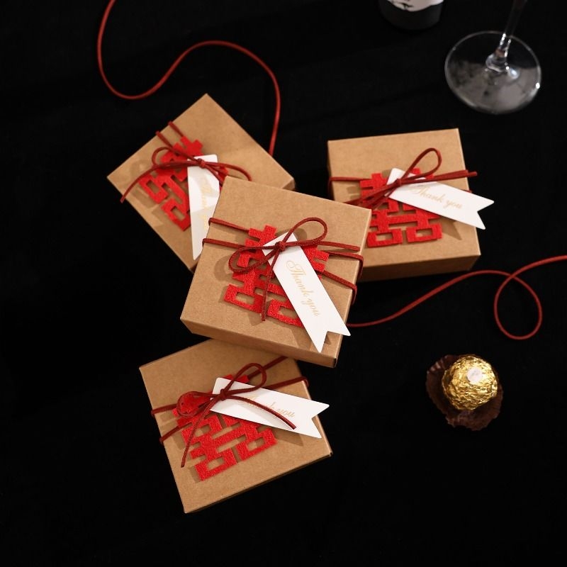 2026新款法式牛皮纸喜糖盒子袋子结婚婚礼空盒子礼盒精致订婚