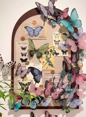 蝴蝶装饰墙贴立体3D卧室墙面高级感创意网红打卡道具布置软装法式