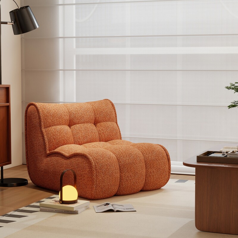 汪汪单人沙发奶油风现代简约榻榻米卧室阳台客厅休闲懒人沙发椅子