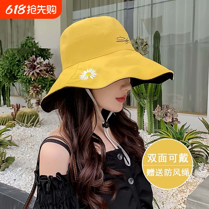双面渔夫帽防晒帽女2026夏季款大帽檐遮脸太阳帽子防紫外线遮阳帽