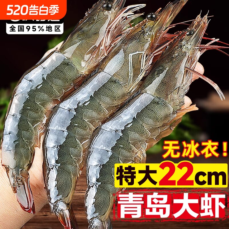 大虾鲜活特大号基围虾青岛海鲜生鲜冻虾白虾水产王牌速冻冷冻新鲜