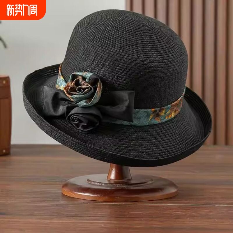 夏季帽子夏天女士遮阳海边遮阳帽时尚防晒太阳帽出游沙滩草帽礼帽