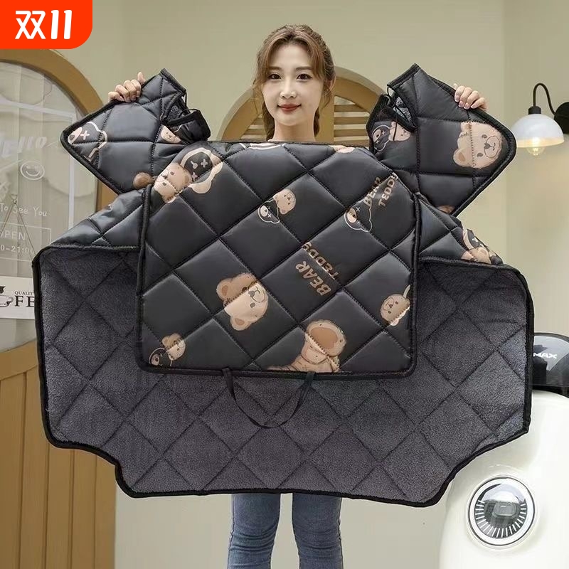 电动摩托车三轮车挡风被冬款加绒加厚防风罩2025新款棉被御寒加宽