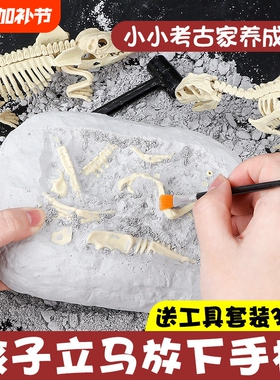 霸王龙骨架组装标本DIY手工拼装模型儿童恐龙化石考古挖掘玩具
