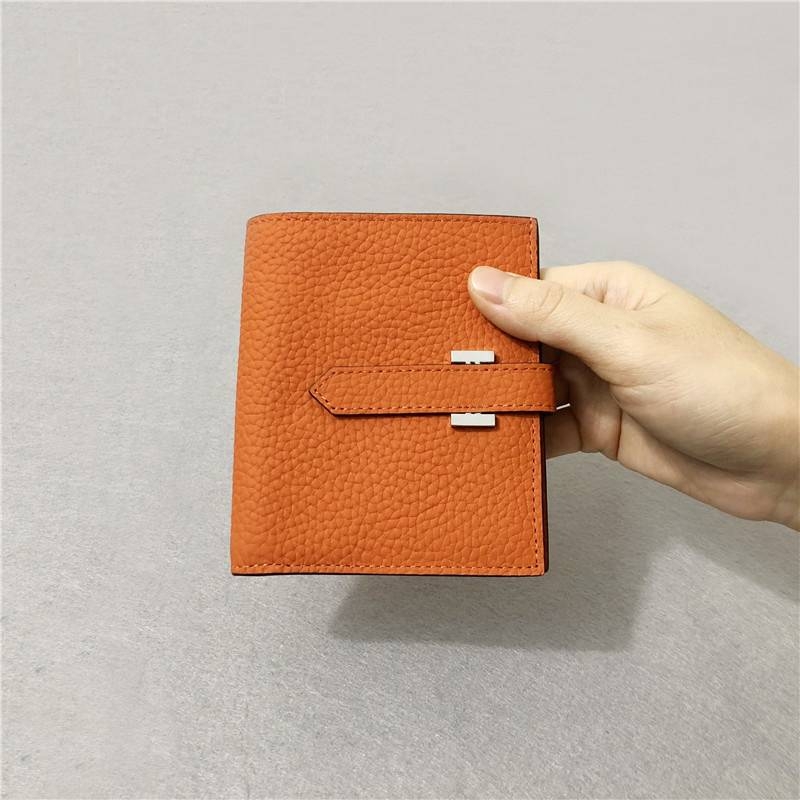 爱马女仕H扣钱包女短款真皮金色五金扣手掌纹高品质高档H家钱夹对