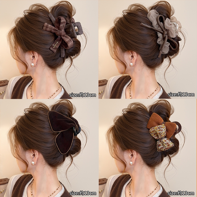 蝴蝶结抓夹发夹女2025新款高级感大号盘发鲨鱼夹子后脑勺头饰秋冬