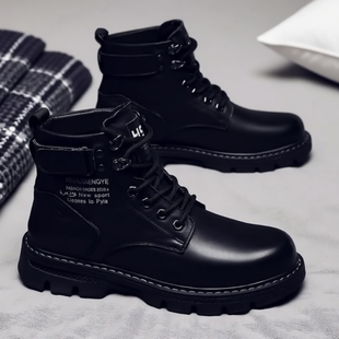 冬季 机车靴加棉运动鞋 加绒棉鞋 工装 防滑精选 英伦风男士 马丁靴男款