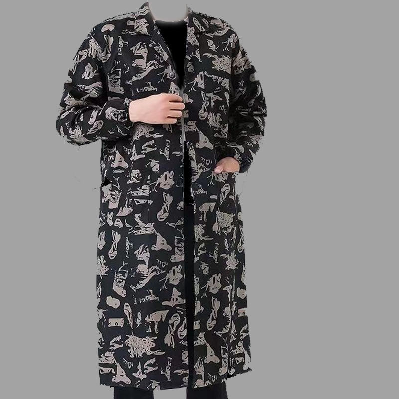 罩衣男款工作服薄款外套干活厨房夏季女男士大褂防尘围裙加绒迷彩