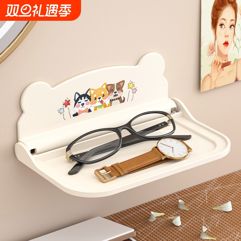 强力承重可折叠壁挂置物架浴室厕所床头手机免打孔宿舍收纳架