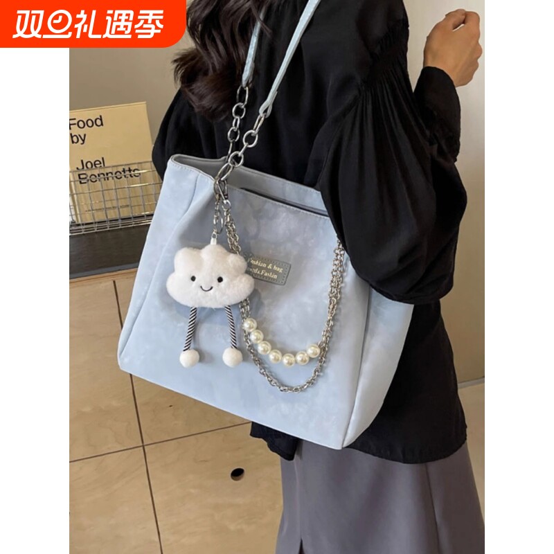 瑶晓鱼大容量通勤包包女夏季2024新款休闲单肩包大学生上课托特包