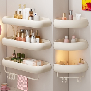 卫生间三角置物架免打孔浴室墙上架子厕所洗漱台吸盘太空铝收纳
