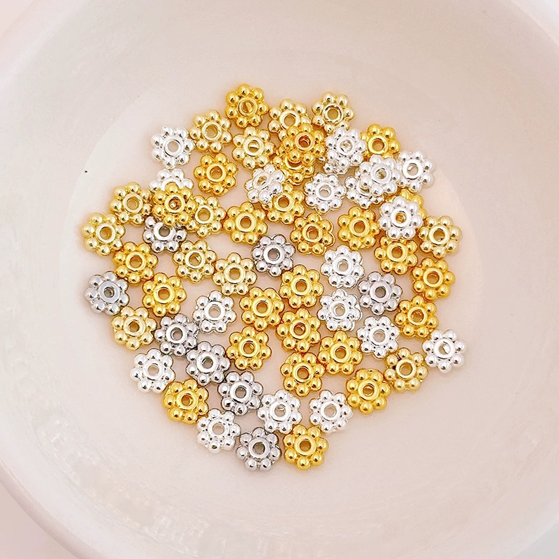 真金保色隔珠6mm串珠项链隔片古风发簪璎珞材料diy配件合金镀金