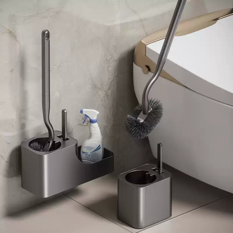 枪灰色马桶刷免打孔厕所刷子家用长手柄清洁套装卫生间洗马桶神器