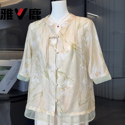 中国风妈妈装衬衫女短袖夏季套装