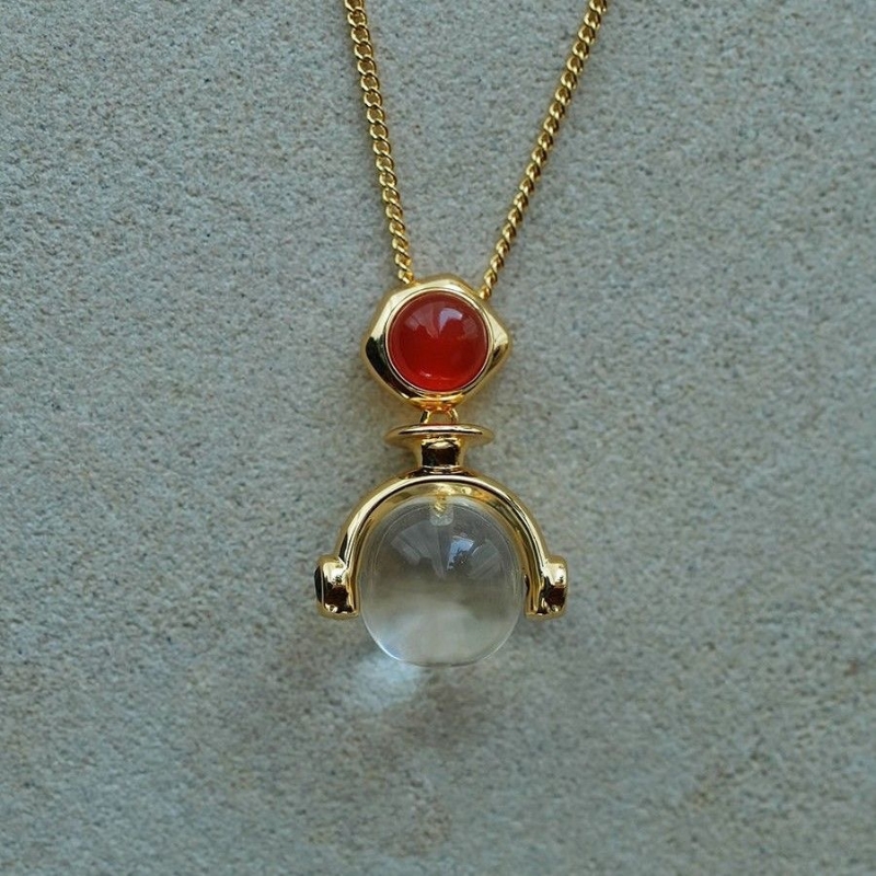 《无边》原创设计白水晶红琉璃气质项链高级感轻奢精致好友礼物