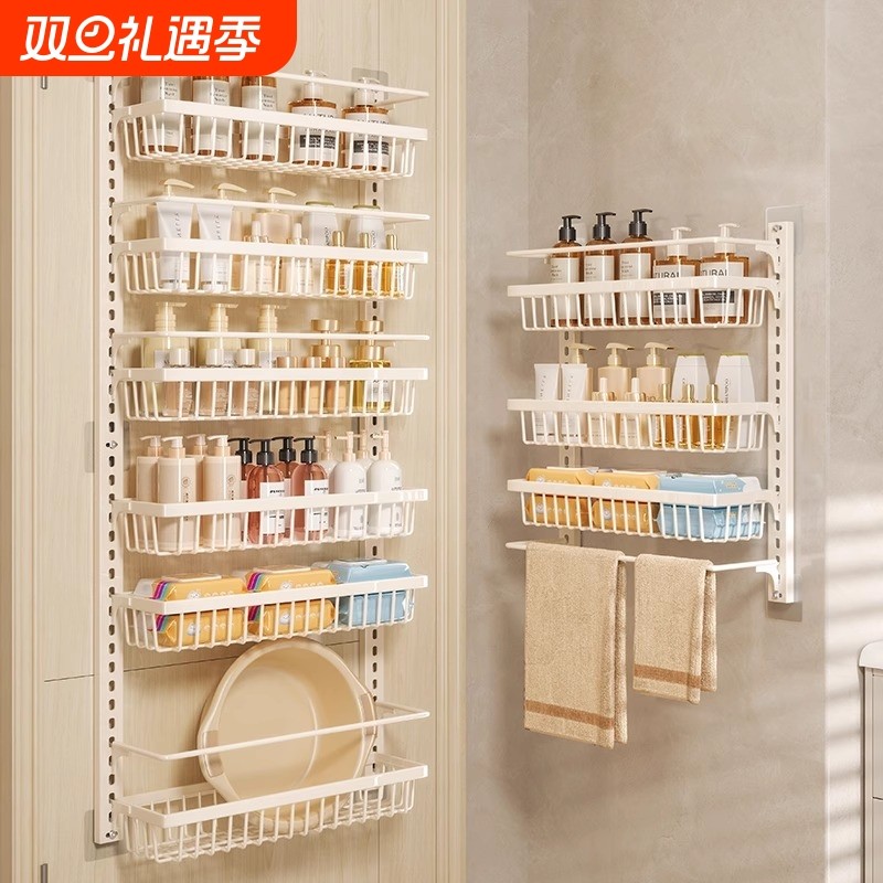 免打孔浴室门后置物架窄夹缝壁挂多层卫生间墙上收纳架子厕所柜边
