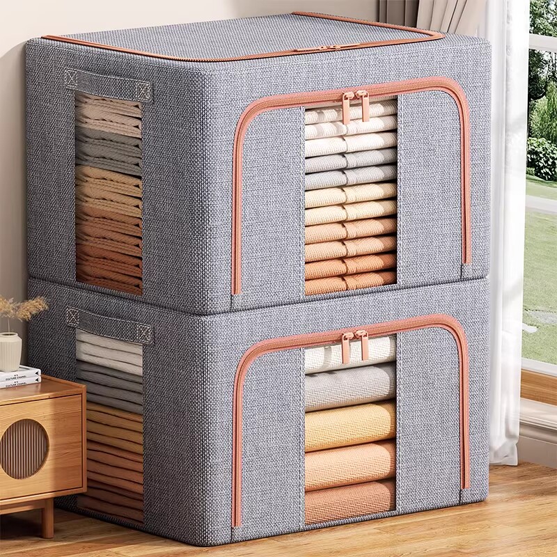 加厚棉麻衣服被子收纳箱布艺衣物百纳整理盒袋折叠衣柜大容量家用