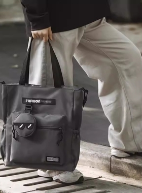 手提拎书袋男孩外出背包潮青少年补习单肩包儿童帅气初中生斜挎包